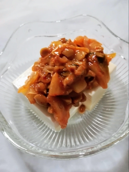 納豆キムチの冷奴