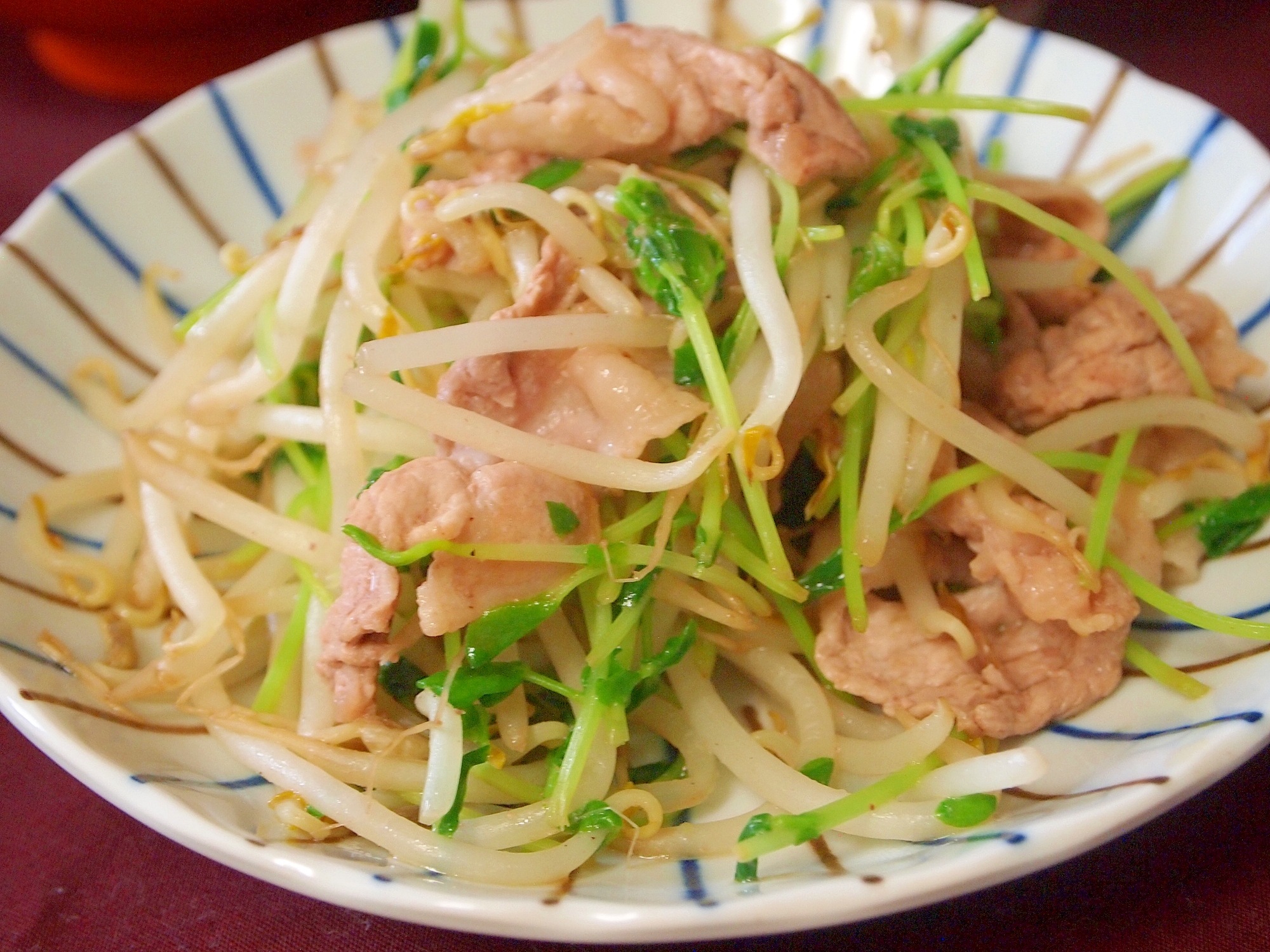 豆苗と豚肉のササッと炒め