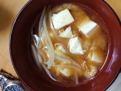 電子レンジで♪もやしと豆腐の味噌汁☆