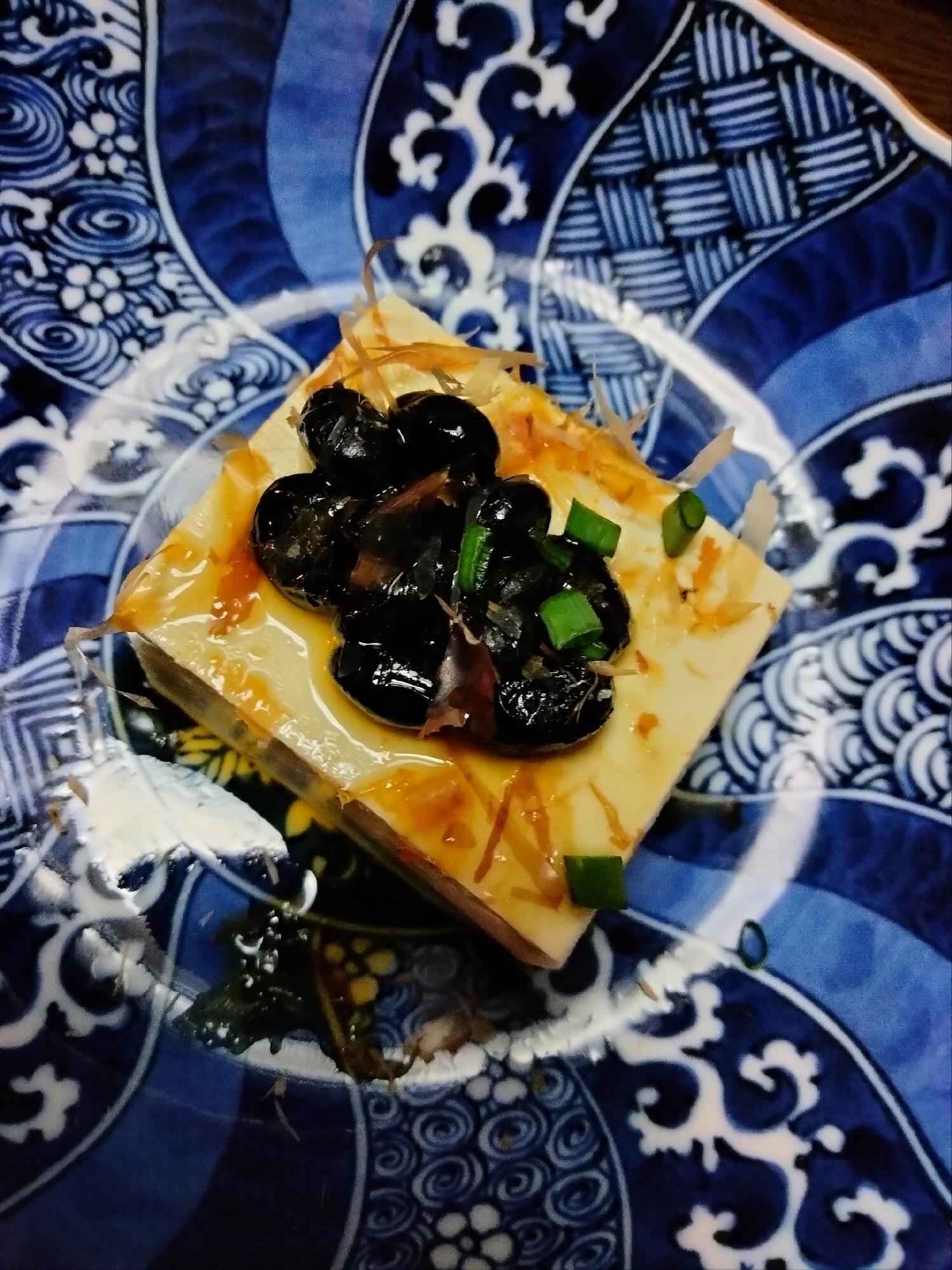 冷奴アレンジ 黒豆のせて