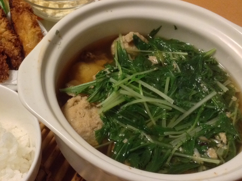 鶏胸肉と水菜の節約スープ