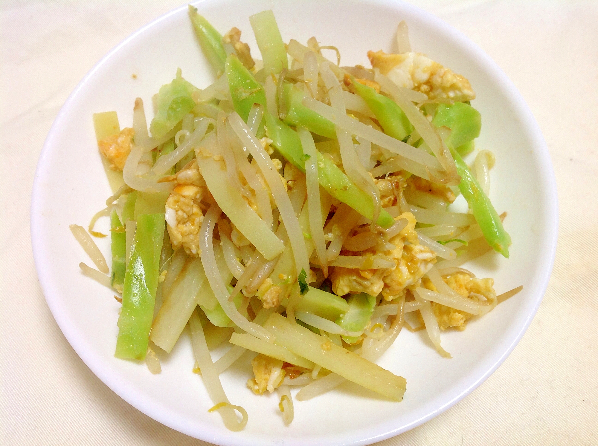 ブロッコリーの茎で一品を もやし 卵炒め レシピ 作り方 By Simakis 楽天レシピ