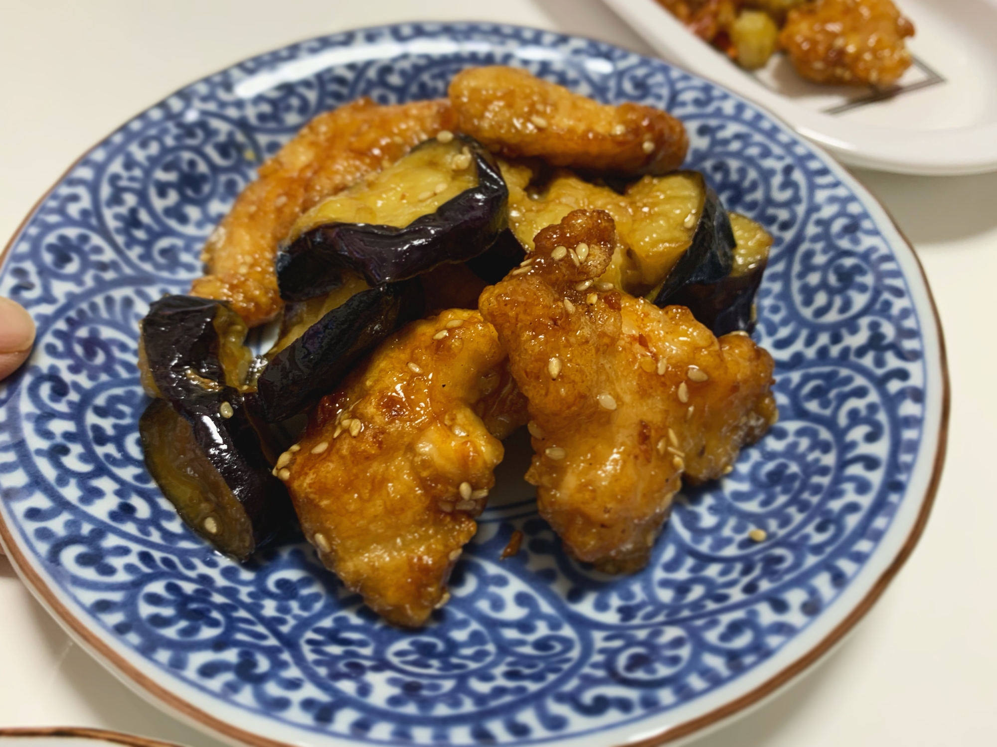 茄子と鶏むね肉の甘酢和え