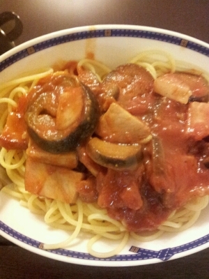 なすとベーコンのトマトパスタ