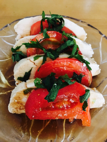 ゆで鶏とトマトの前菜