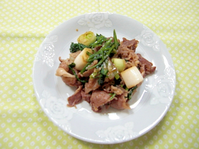 和牛肉と白ネギの甘醤油焼き