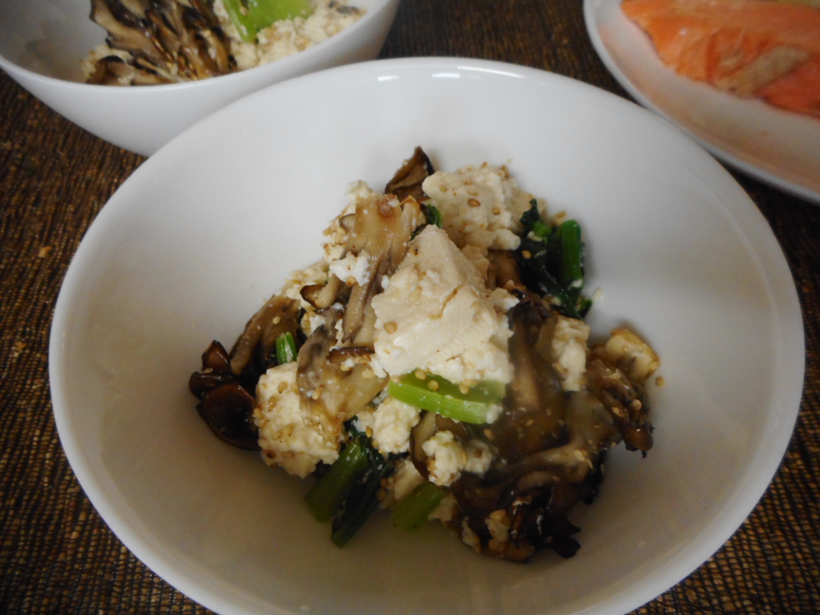 舞茸と小松菜の豆腐和え