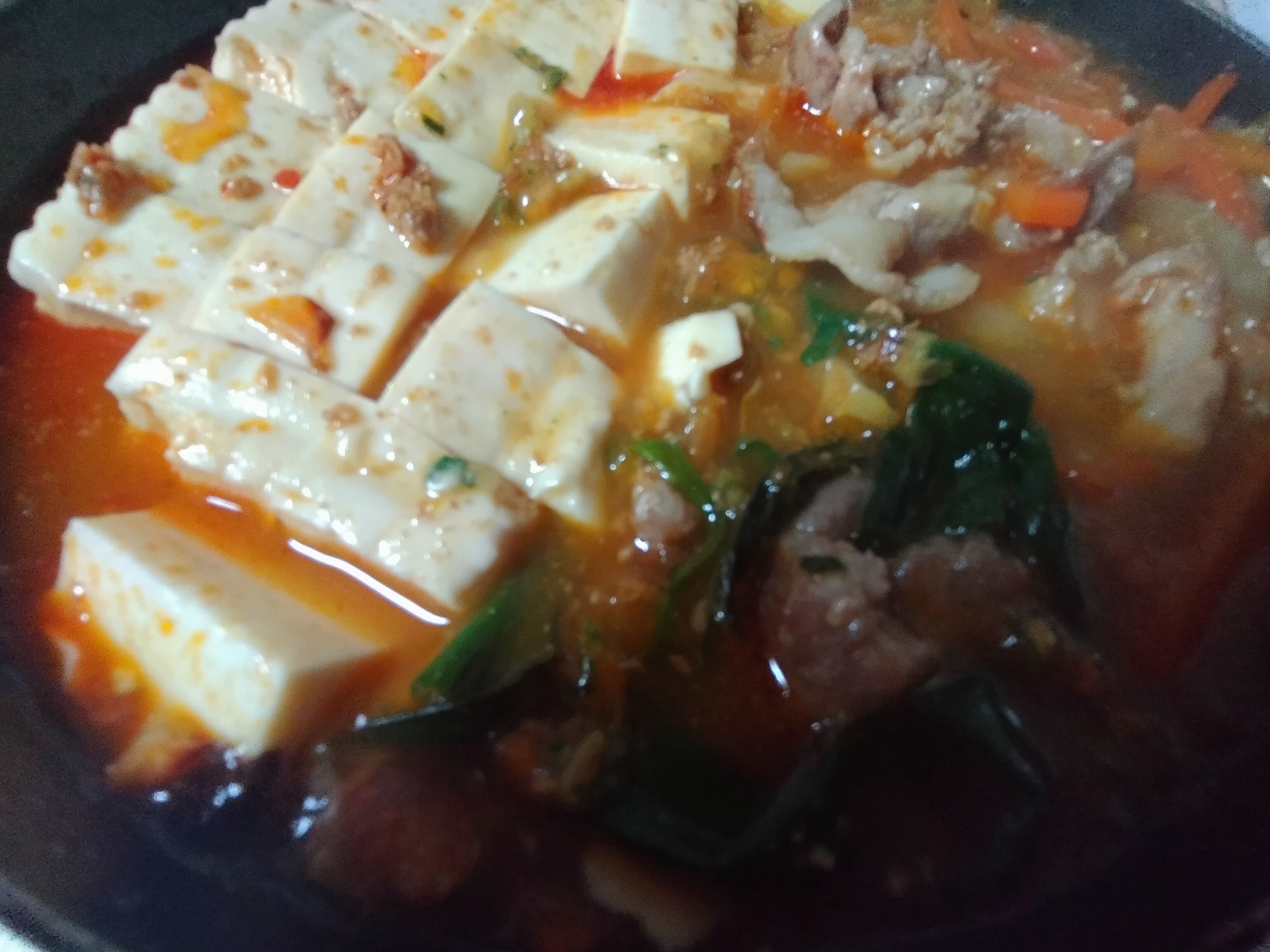 豚薄切り肉と野菜の麻婆豆腐 鍋
