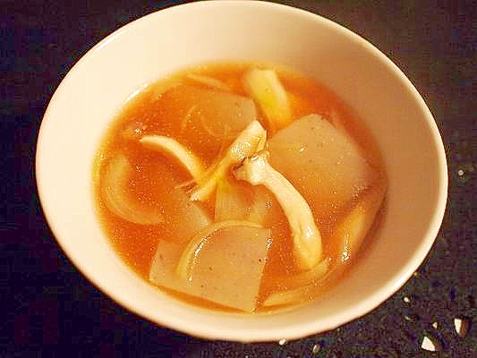 ヘルシ～☆エリンギ＆玉葱＆蒟蒻♪　味噌風味のスープ