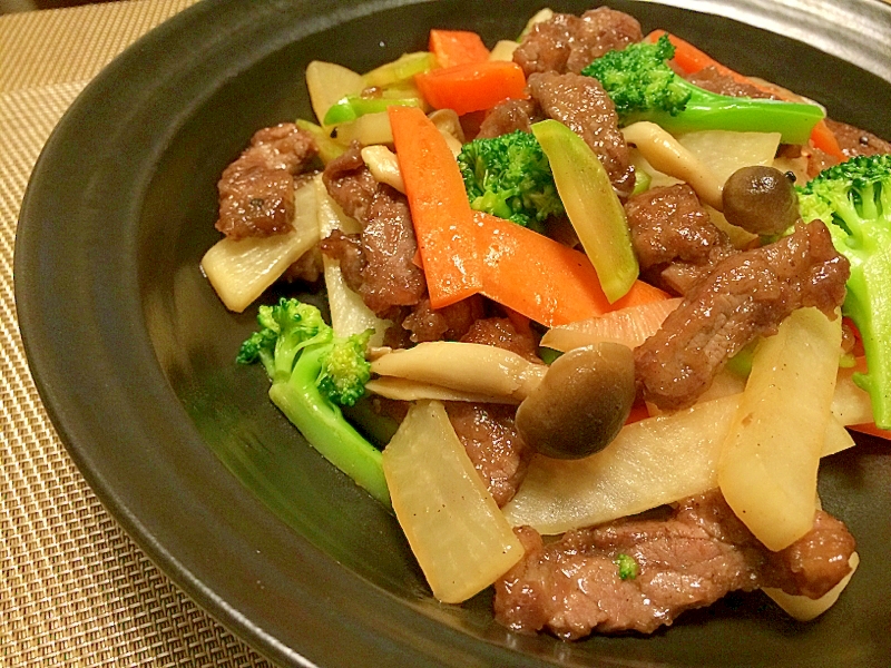 和食?中華？☆牛肉とシャキシャキ大根の炒めもの