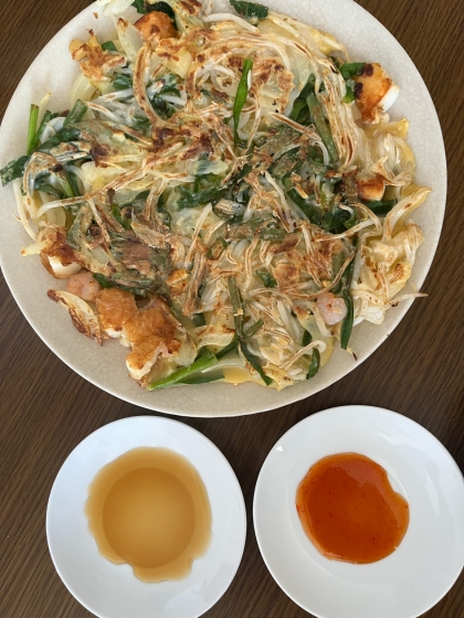 節約レシピ！子供も喜ぶもやしとニラのチヂミ