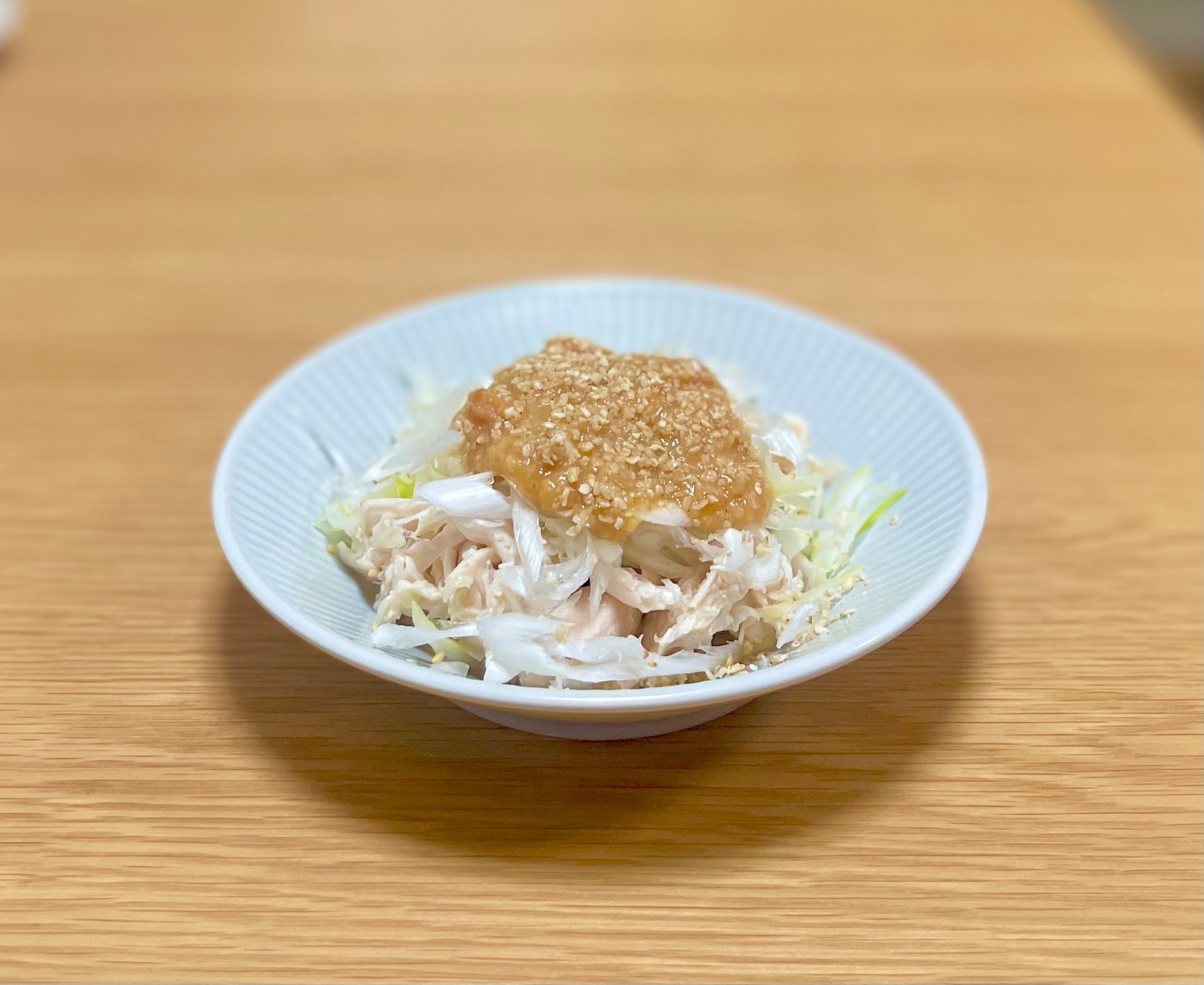 ささみと長ねぎの酢味噌がけ