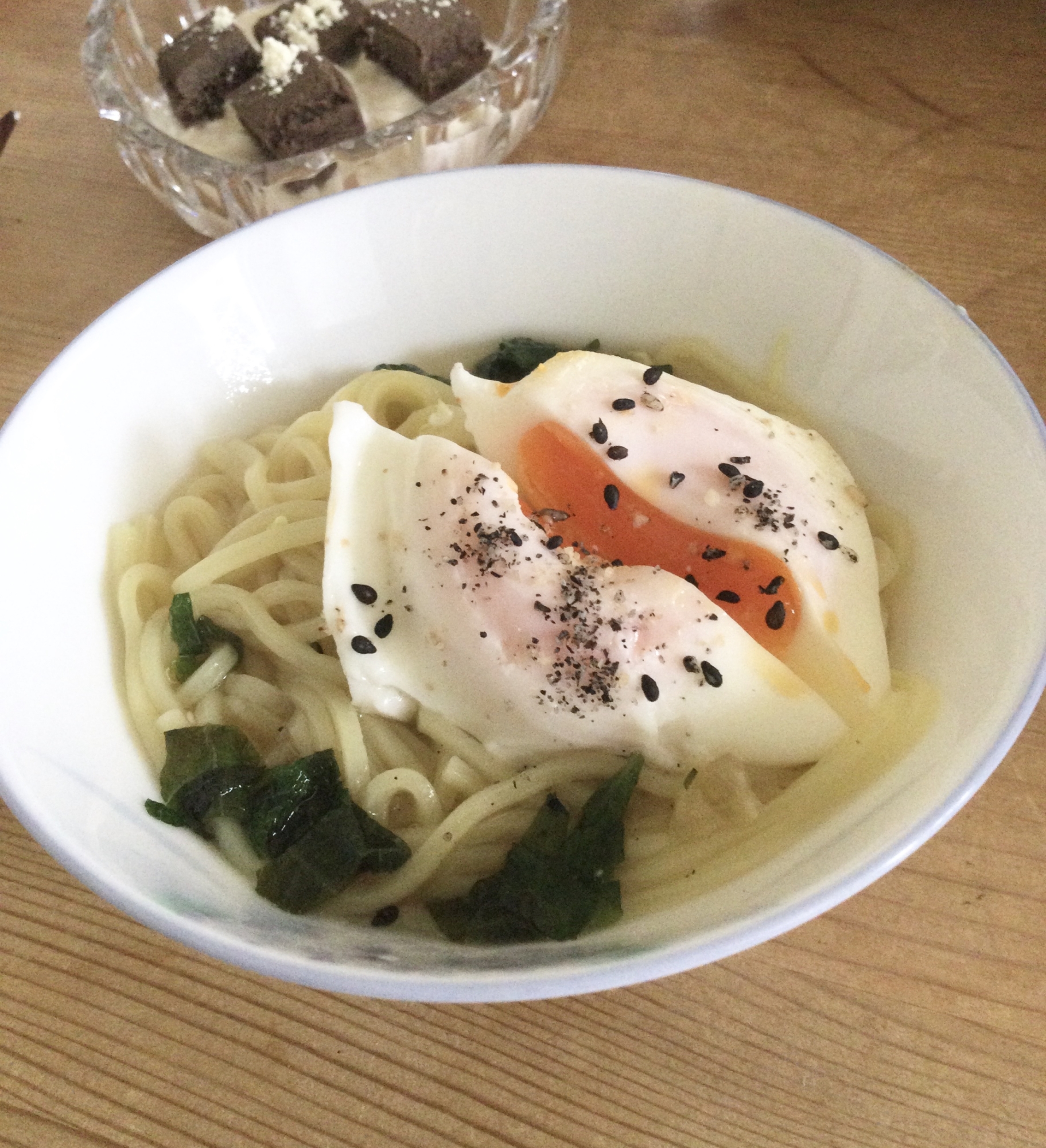 たまご乗せ♢大葉入りラーメン♪