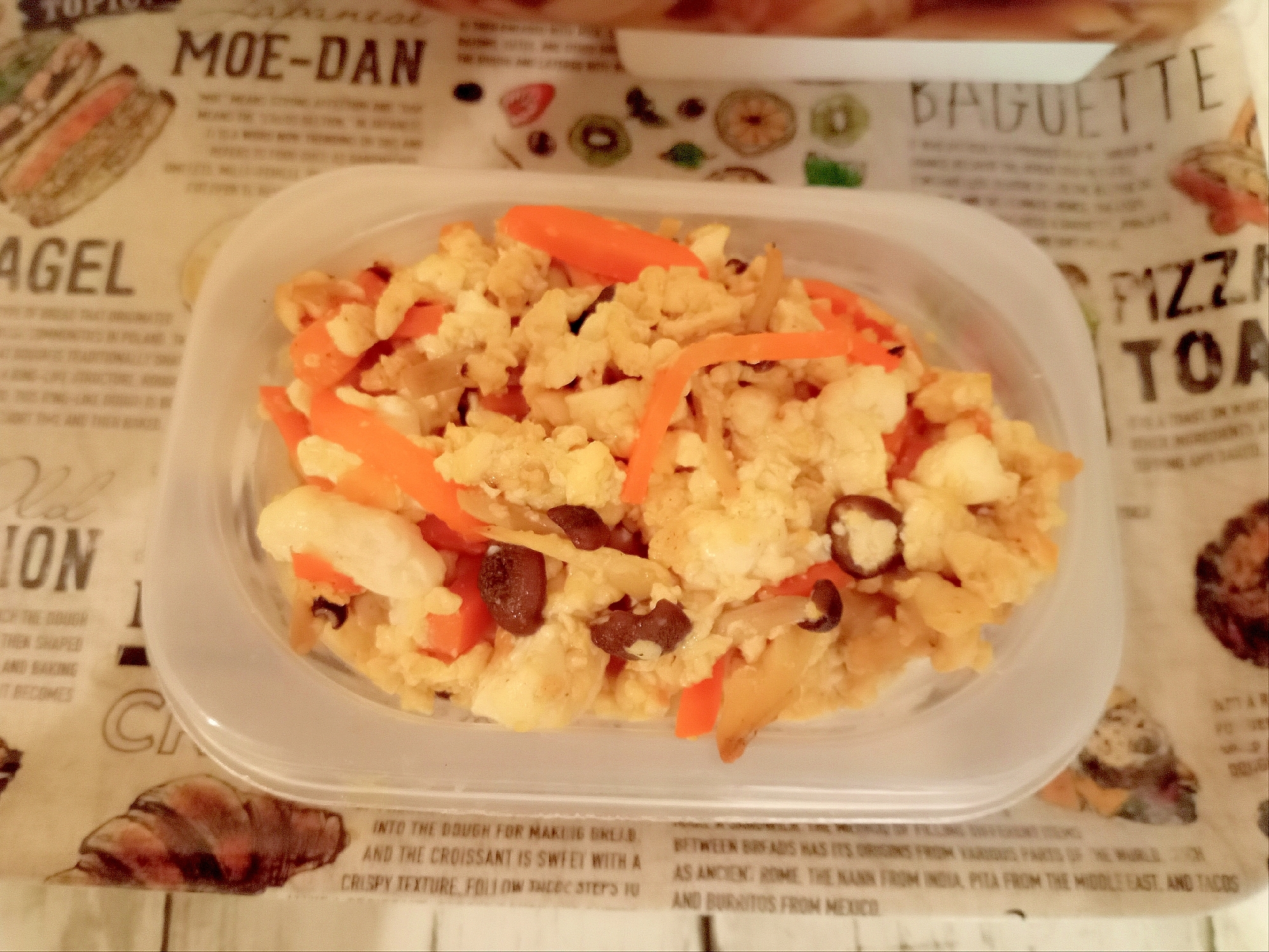 人参としめじの炒り豆腐