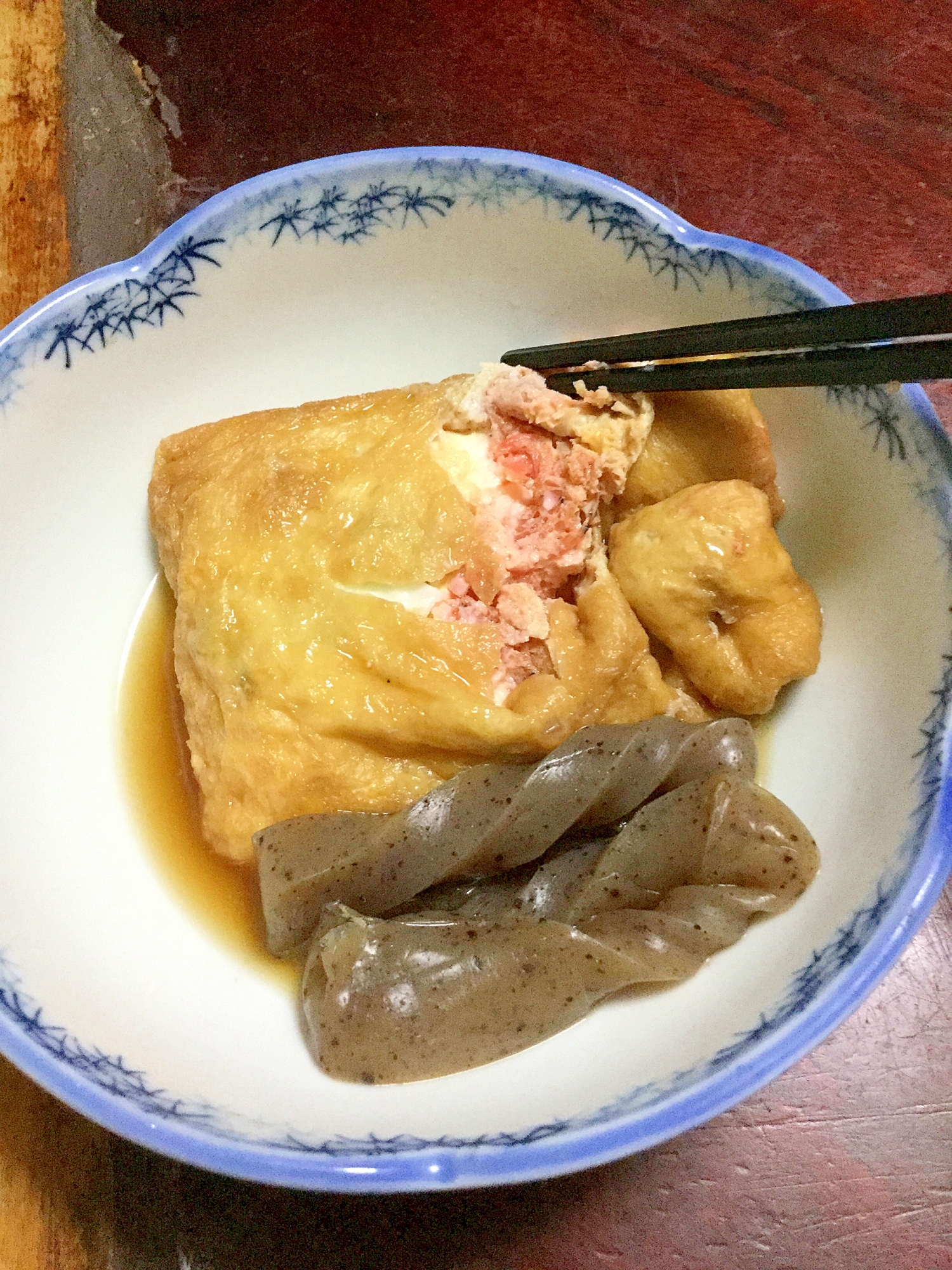 桜エビと玉子の巾着煮！