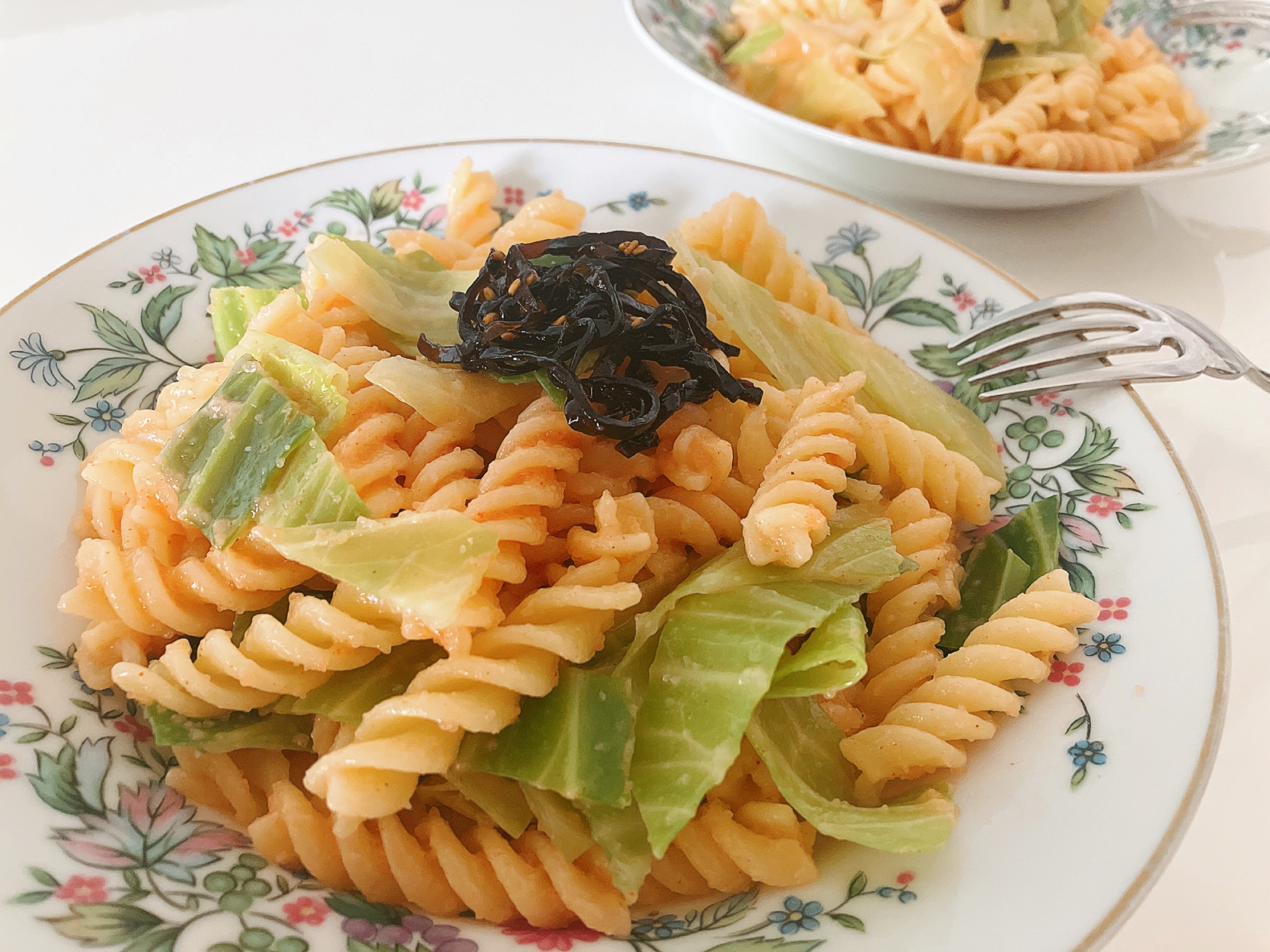 春キャベツと明太子のパスタ