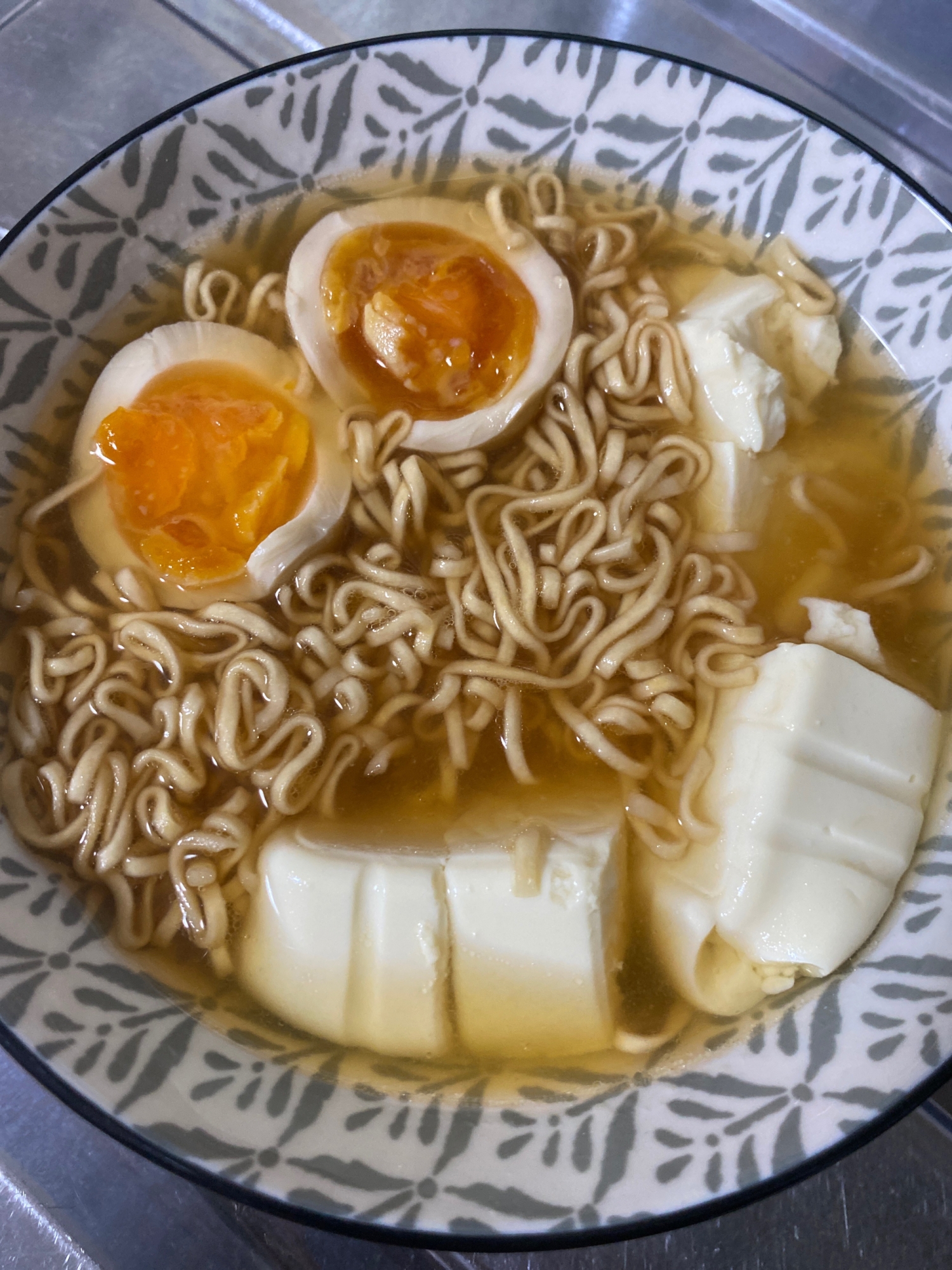 チキンラーメン☆味玉と豆腐アレンジ