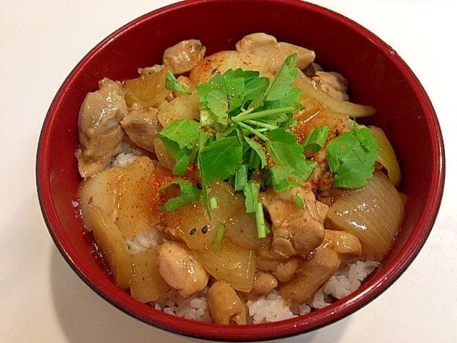 沢山食べよう☆鶏ももと玉ねぎの焼肉のタレご飯