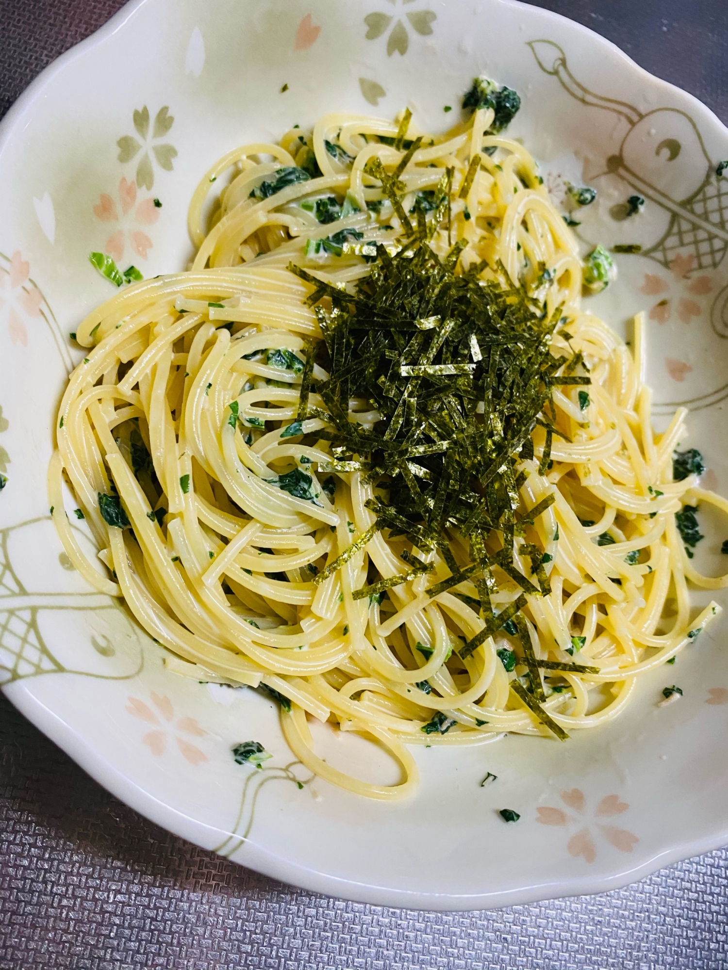 小松菜とツナマヨのパスタ