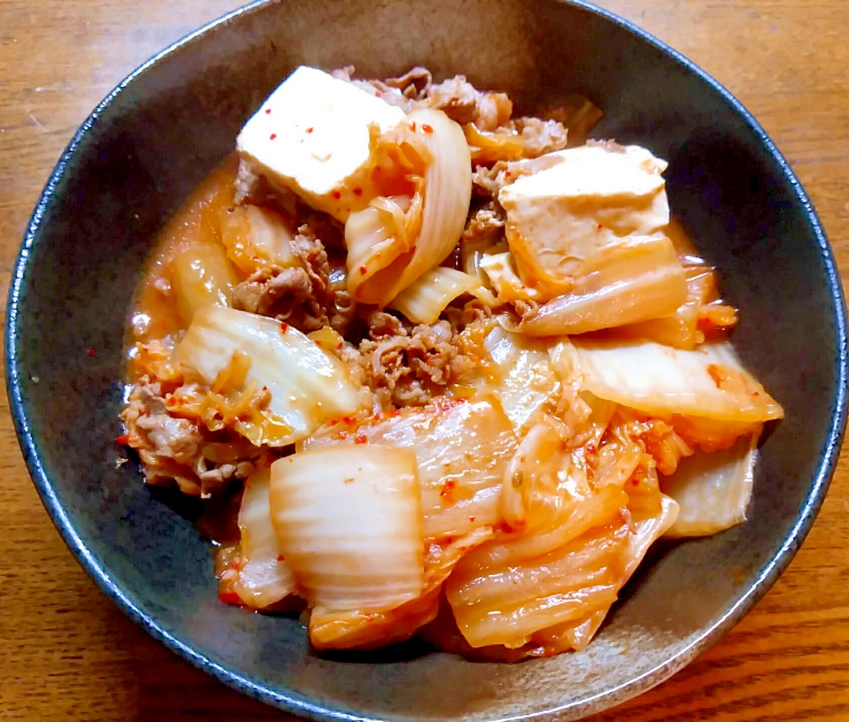 キムチ白菜肉豆腐煮