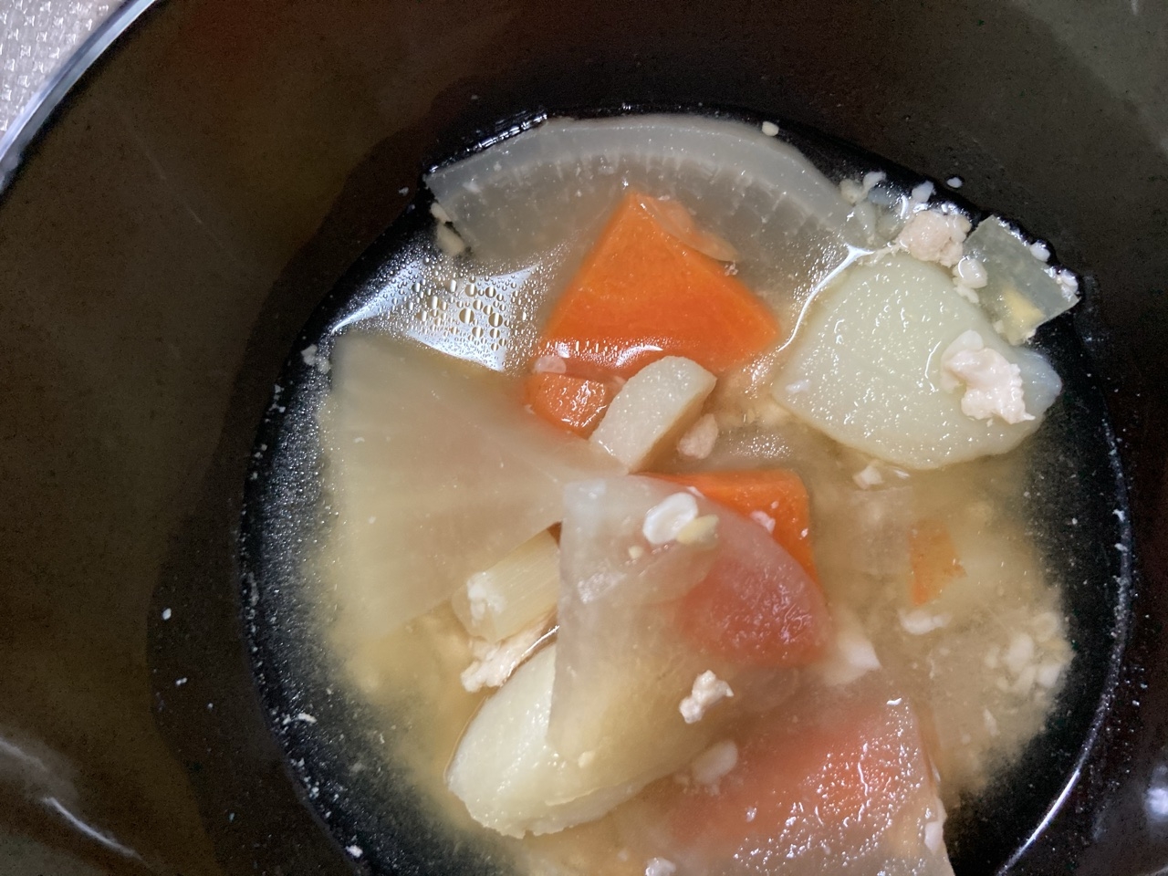 鶏ひき肉のお味噌汁