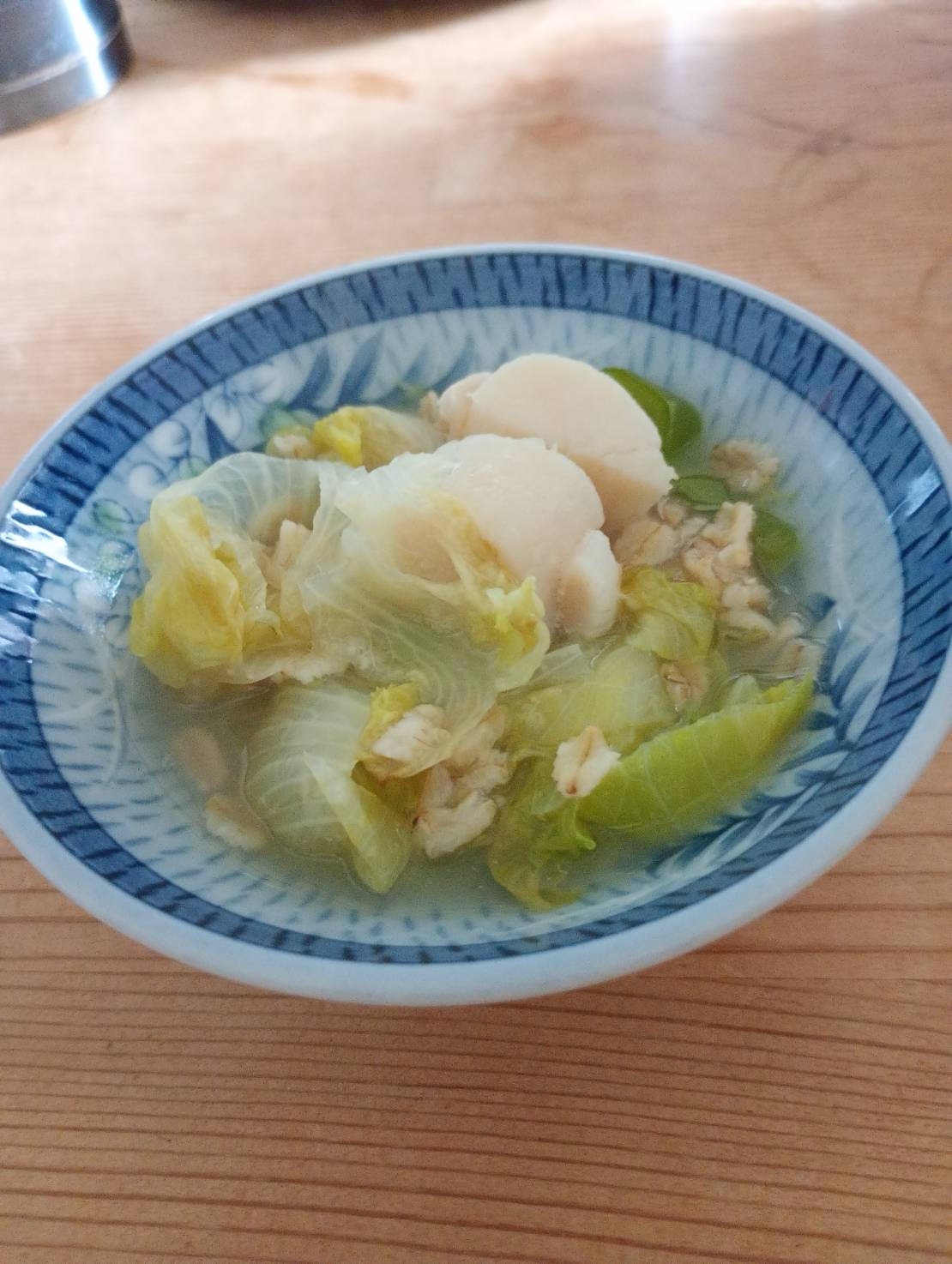 ホタテ貝柱レタスオートミールの煮物♪