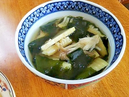 筍・わかめ・舞茸の　若竹スープ　減塩