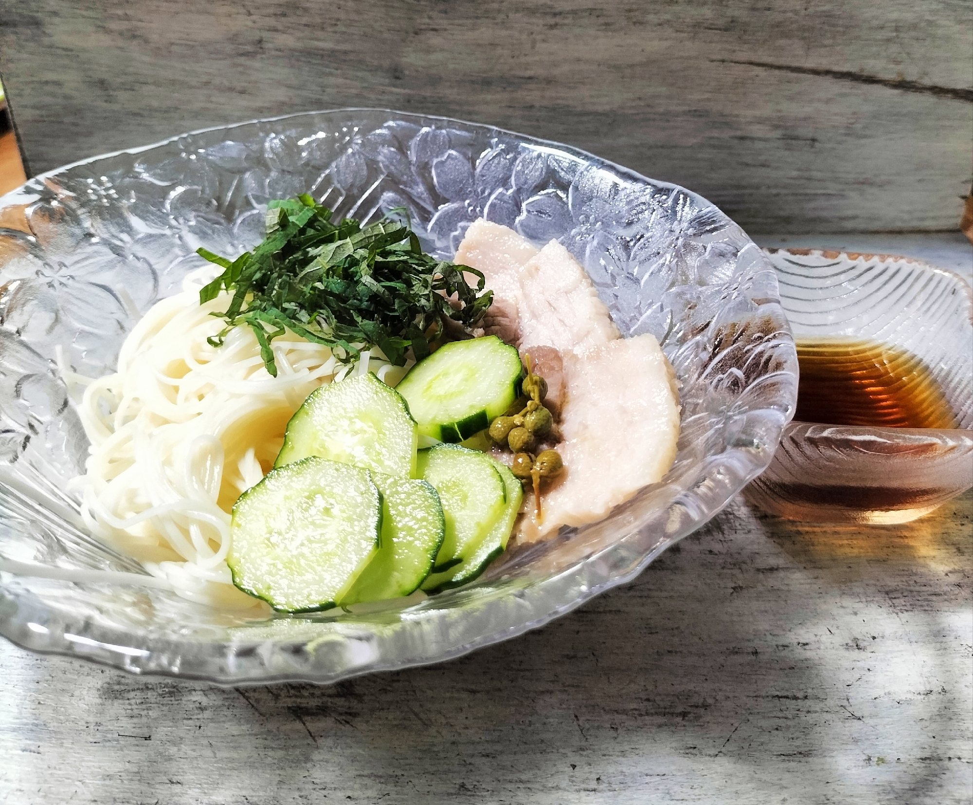 夏にぴったり♡塩豚＆実山椒のそうめん