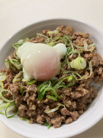 ご飯もりもり！肉そぼろ目玉焼き丼