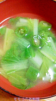 山東菜とシシトウのお味噌汁