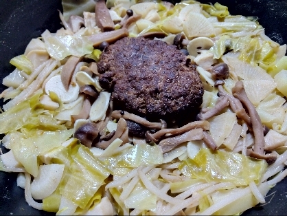 お肉の代わりにハンバーグで代用（苦笑）
野菜たっぷり食べられました♪