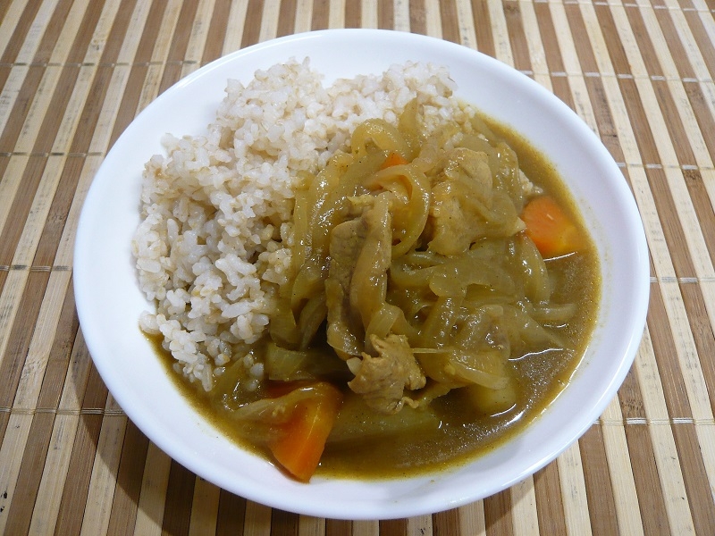 角煮の残り汁で、カレーライス