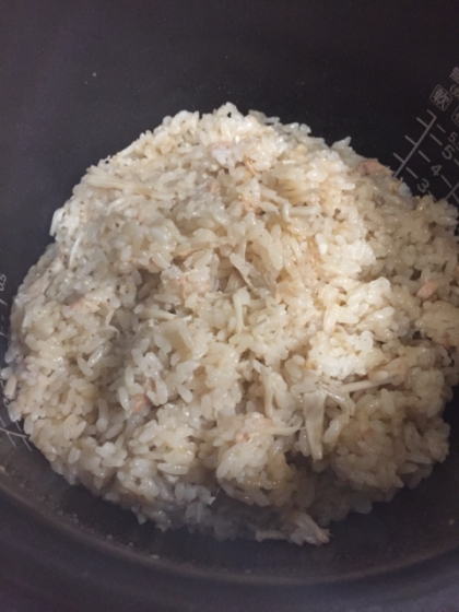 材料を入れて、あとは炊飯器のスイッチを入れるだけ。
美味しくできました。