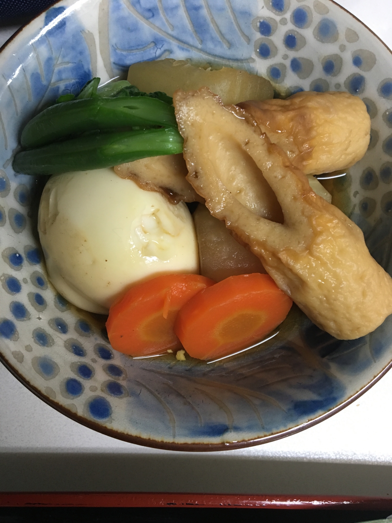 いんげんと青梗菜で彩り✨大根と卵の煮物(^ ^)