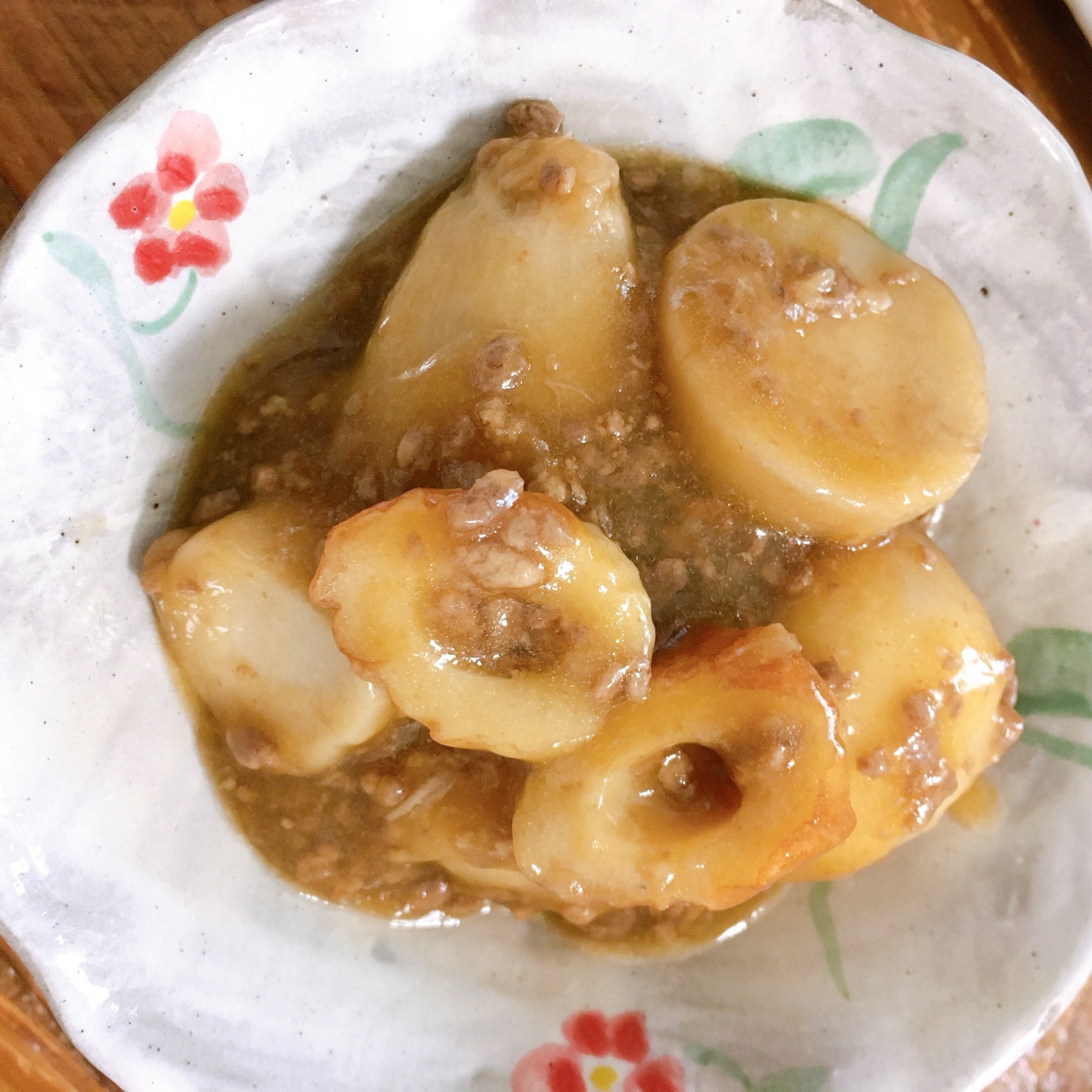 さといもとちくわのひき肉あんかけ