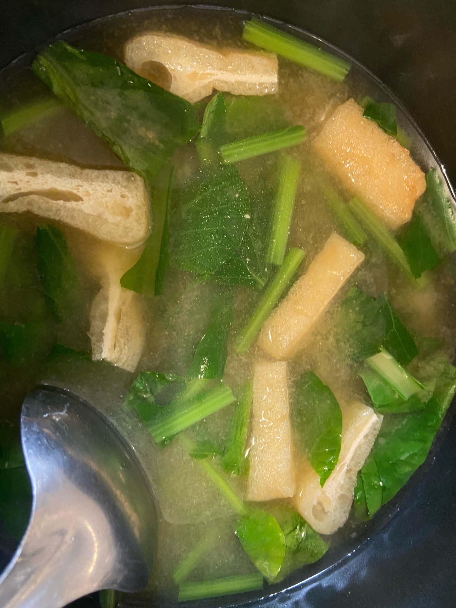 小松菜と揚げのお味噌汁♬