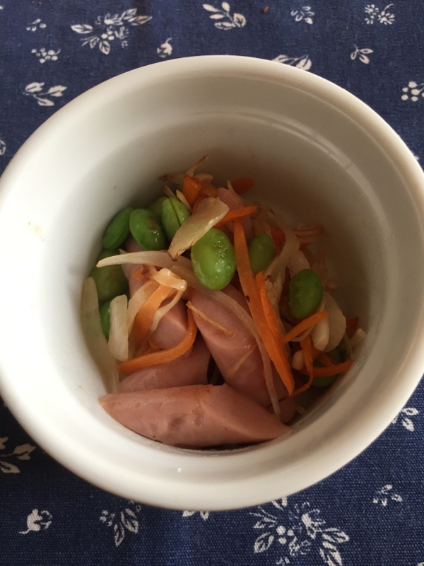 魚肉ソーセージと千切り野菜のシンプル炒め