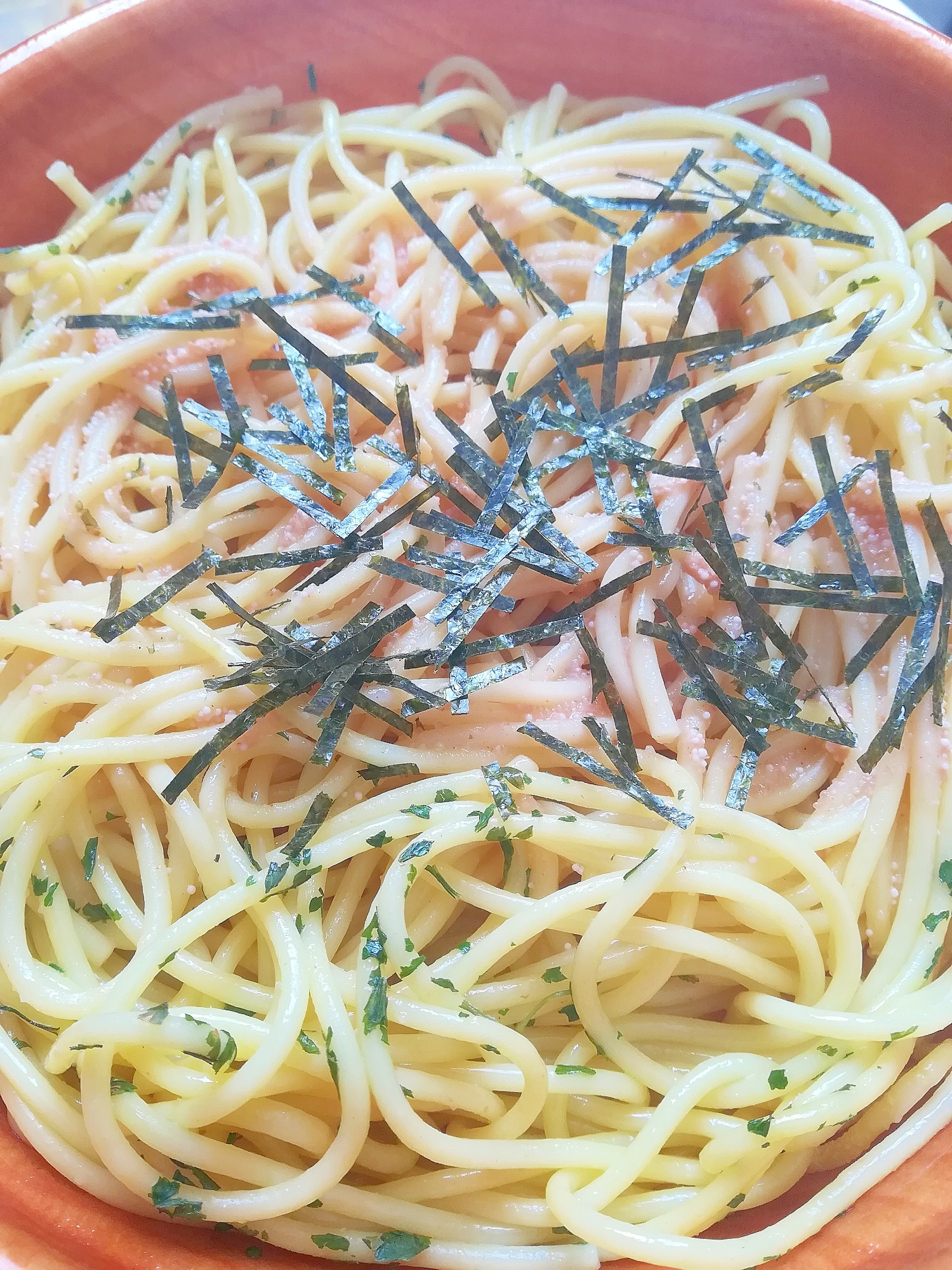 ダブル海苔の明太子マヨネーズパスタ