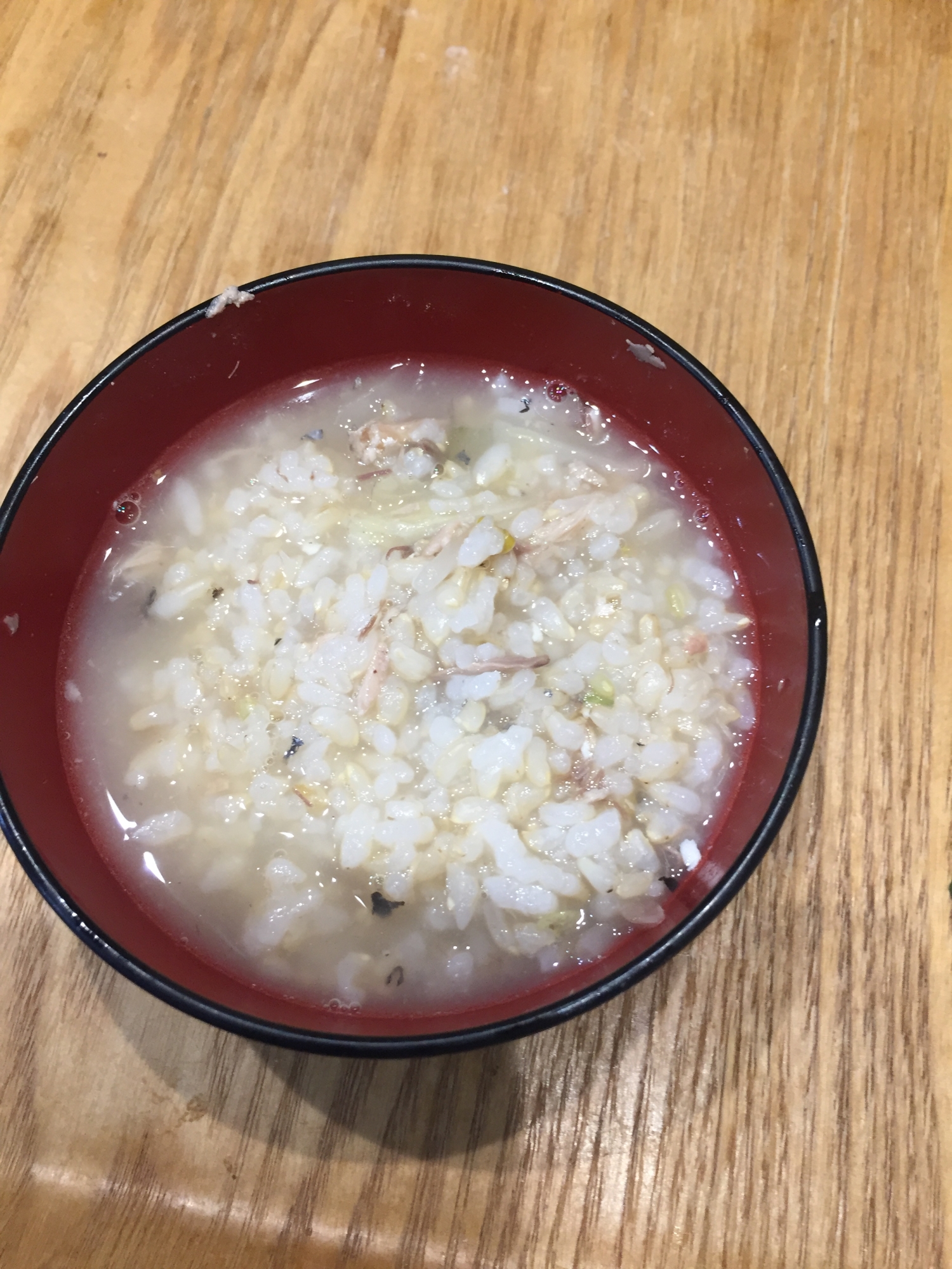 鯖缶の残り汁で雑炊！