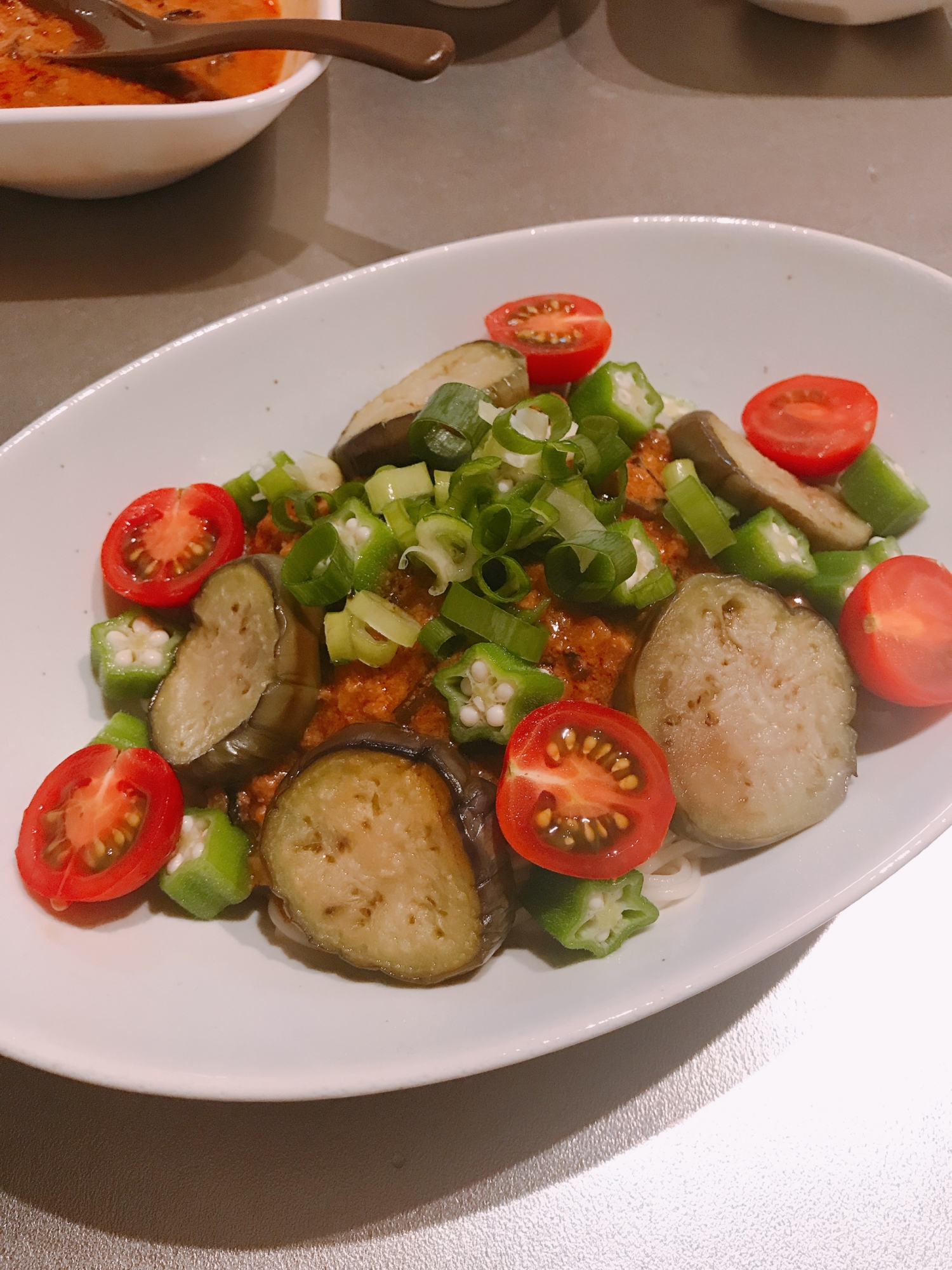 夏野菜たっぷり♡汁なし坦々麺！