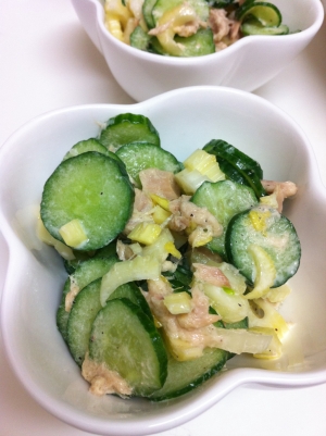 キュウリとセロリのツナマヨサラダ