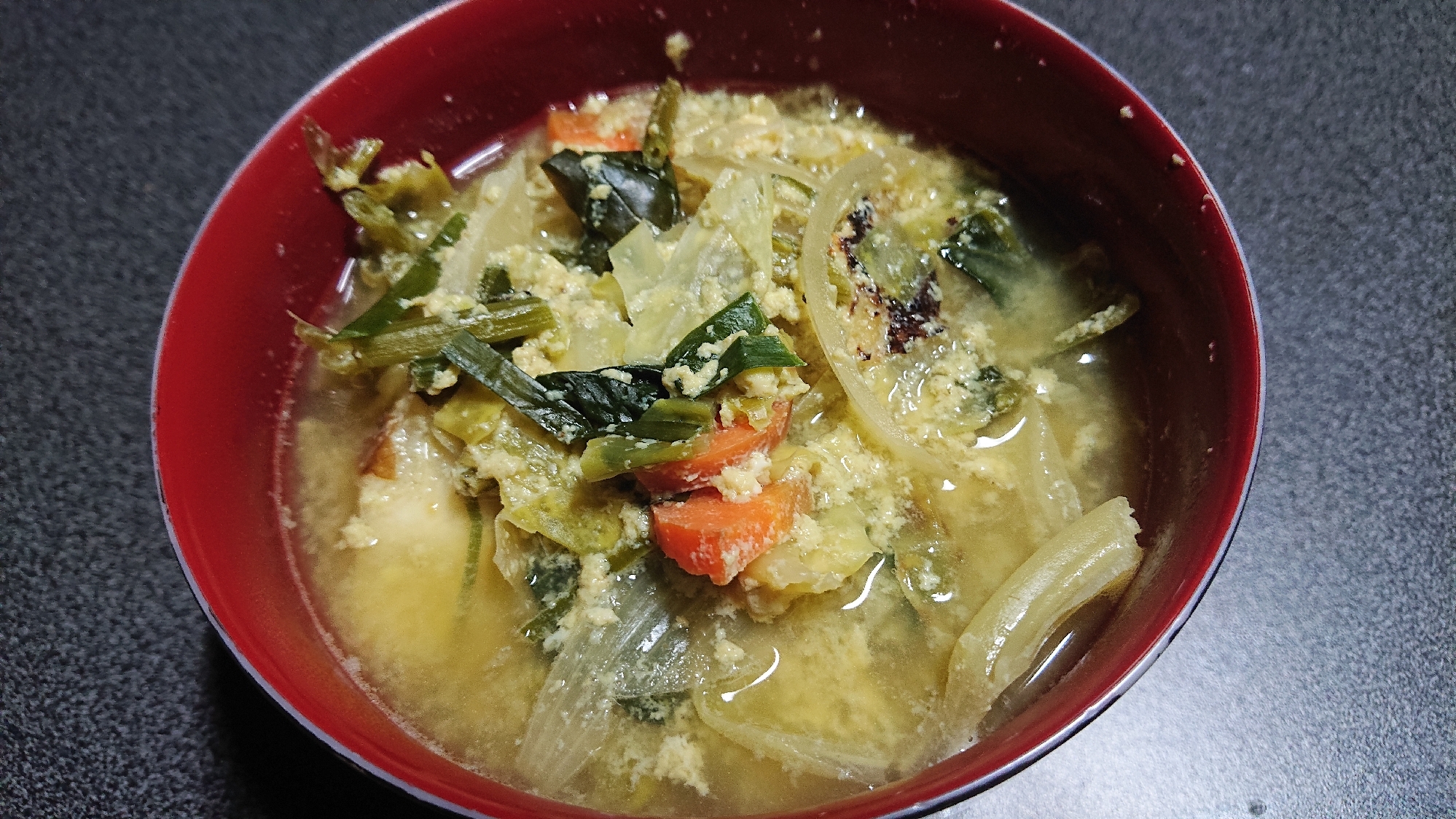 ニラ玉野菜スープ
