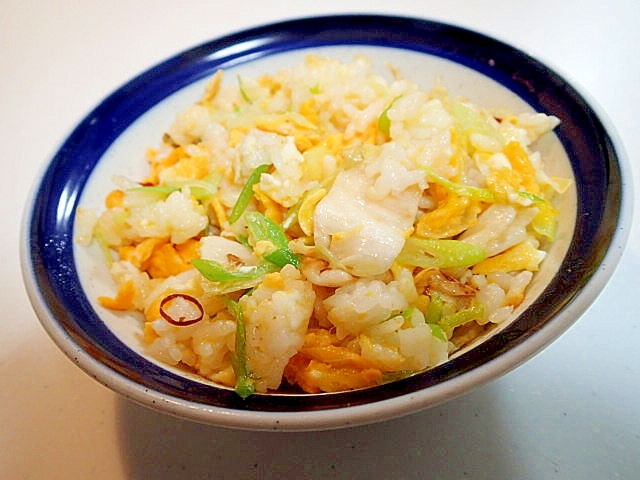 創味で　葱と卵と白菜漬けのミニチャーハン