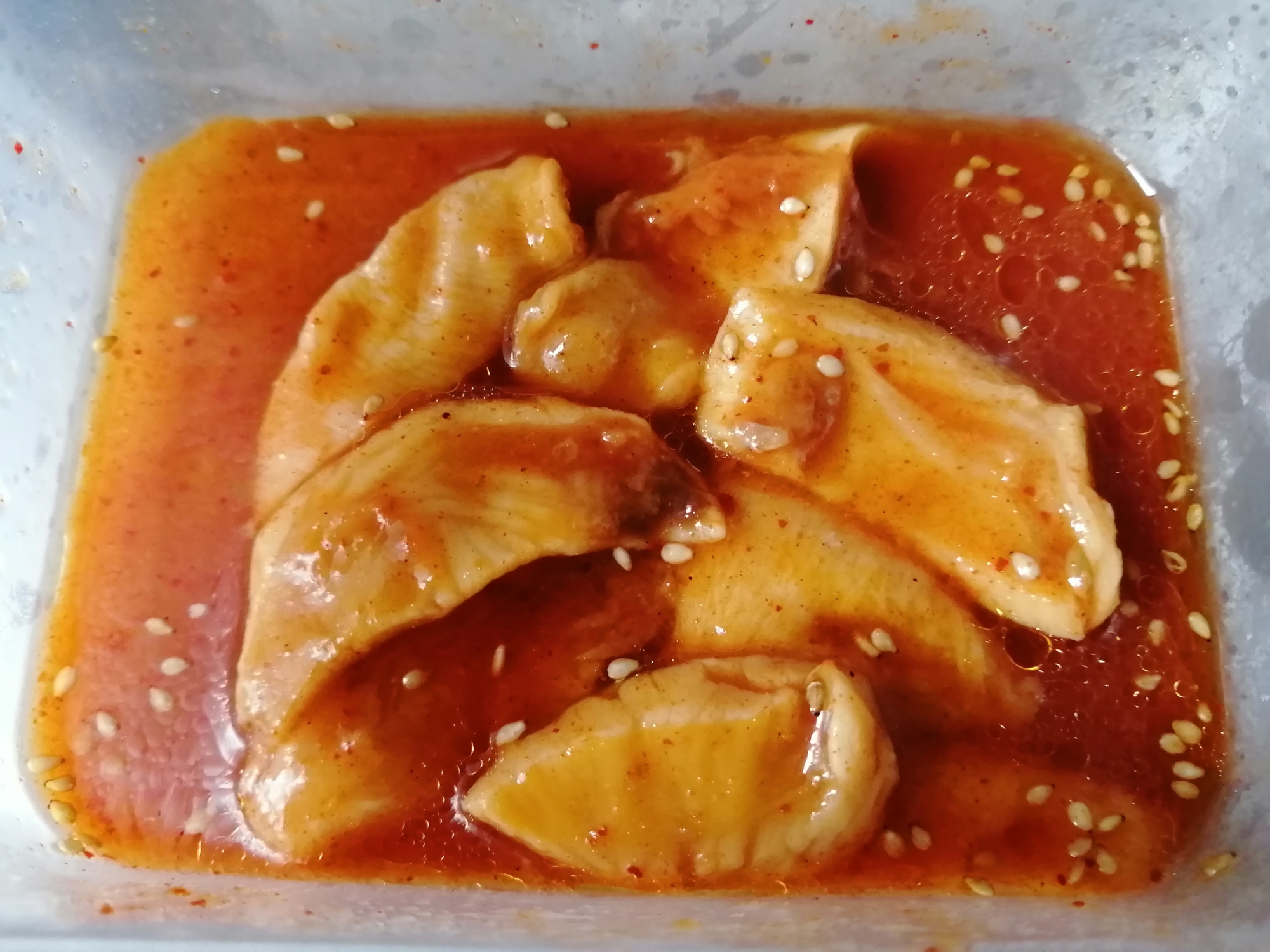 ほやキムチ　酢　キムチの素　みりん　ごま油で！