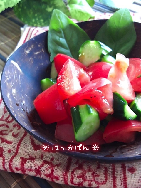 夏時短☀トマトとキュウリの蜂蜜ナンプラー