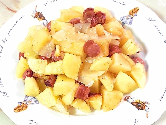 レンジで簡単!じゃがいもとソーセージのジャーマン風