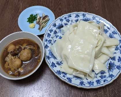 初ひもかわうどん、とても美味しく出来ました＼(^o^)／♪