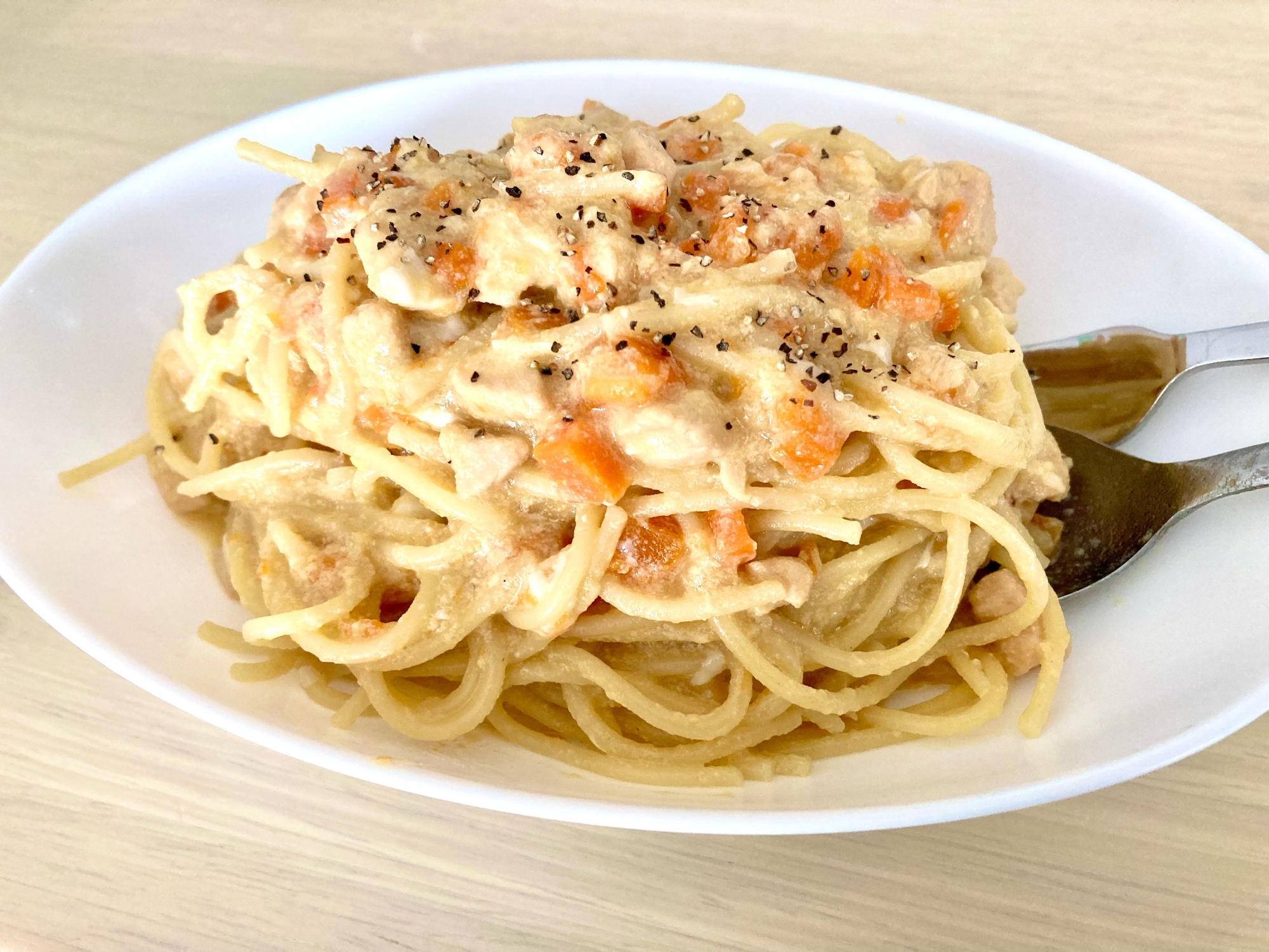 ⭐余ったシチューを食べきり⭐カルボナーラ風パスタ