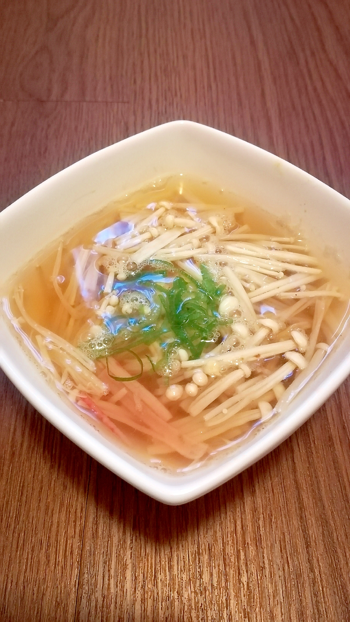 レンジで★えのきとカニかまの和風スープ★生姜風味