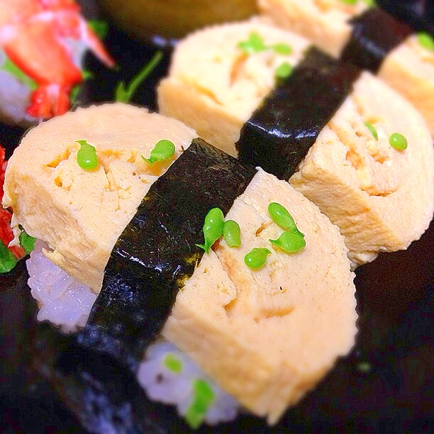 だし巻き卵のはんなりな江戸前ギョク(握り寿司)